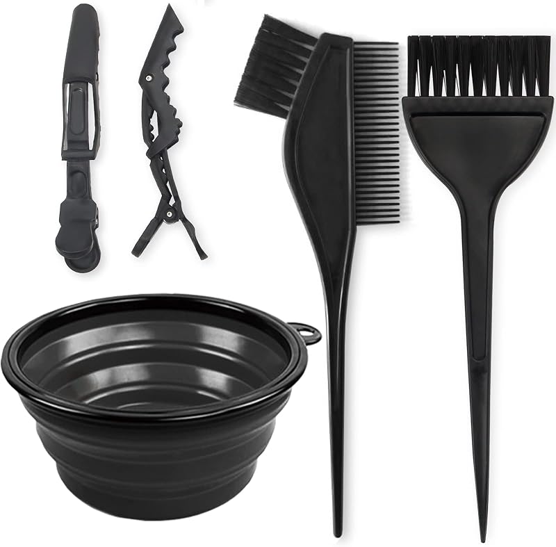 Yexixsr Kit de teñido profesional para teñir el cabello de salón, 5 piezas, blanqueador para el cabello, productos para teñir el cabello con cepillo para teñir el cabello, tazón para teñir el cabello, pinzas para el cabello