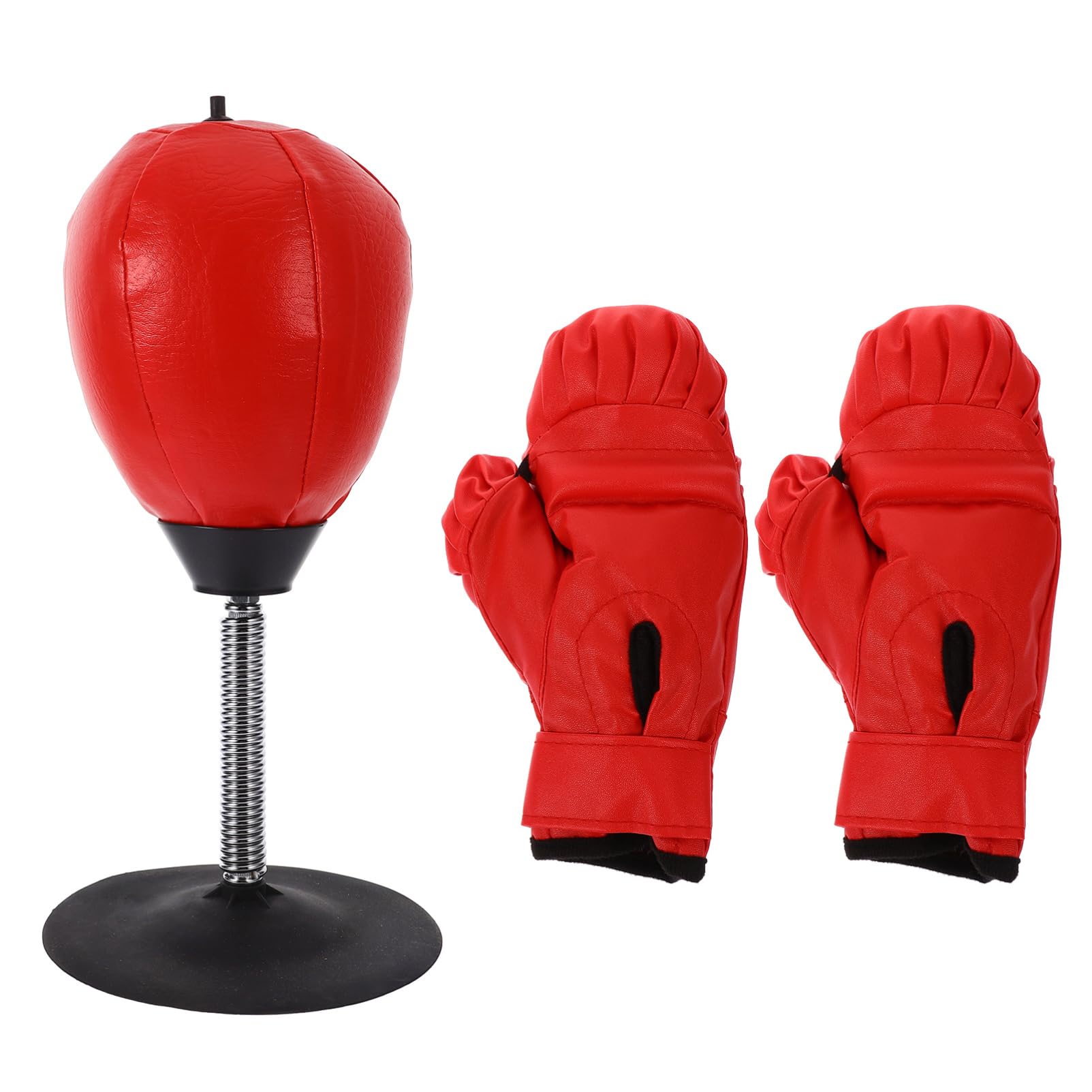 Sosoport 1Set Desktop Boxing Reaction Ball Suction Cup Punching Ball with Gloves and Inflator for Daily Exercise Hand Eye Coordination Training and Portable Fitness Activities