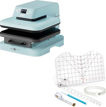 HTVRONT Automatic Heat Press Machine for T Shirts and 4Pack Tshirt Ruler Guide Set