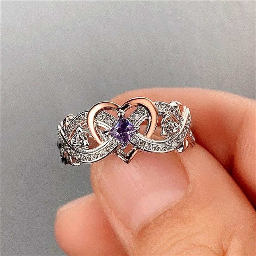 1pc Elegant Women's Ring with Purple Zirconia - Anniversary, Engagement & Wedding Gift for Her4