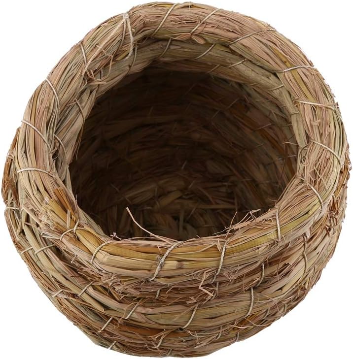 Straw Bird Nest?YOUTHINK Straw Bird Nest Straw Woven Bird Nest Handwoven Birdcage Hanging Bird House Outside Hummingbird House for Parakeet Cockatiel