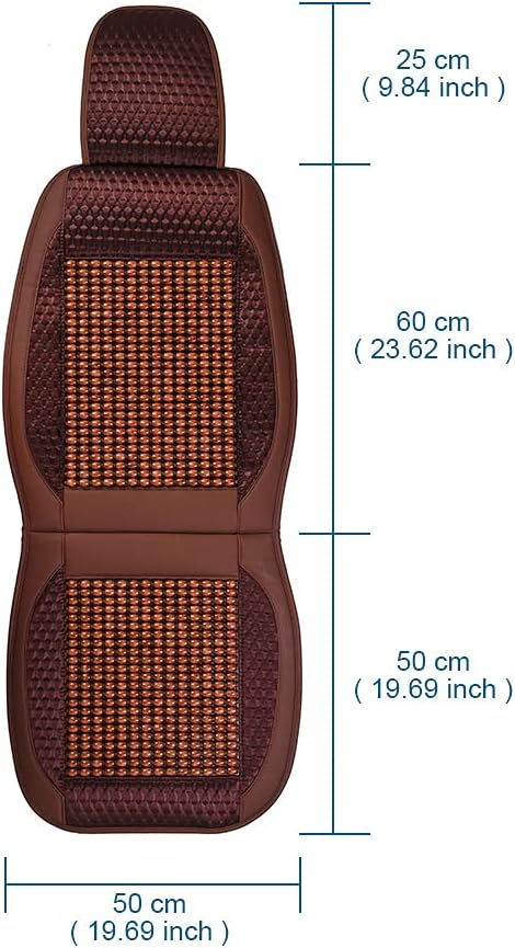 XhuangTech Natural Wood Bead Car Seat Cover Massage Cool Cushion Driver Seat PU Leather for Lower Back Pain (Brown)