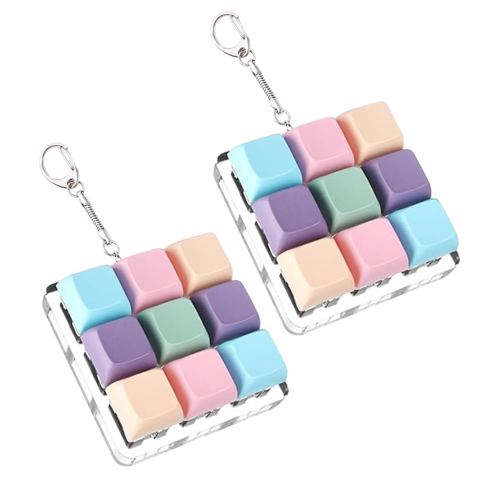 DAVBNM 2PCS Keyboard Fidget Toy Keyboard Clicker Fidget Keyboard Keychain Clicker for Adult Stress Relief