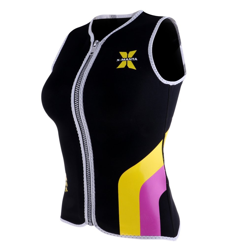 Chaleco de Neopreno de para Mujer, 3 mm, sin Mangas, con Cremallera Frontal, Chaqueta para Buceo, Surf, natación, esnórquel, Negro
