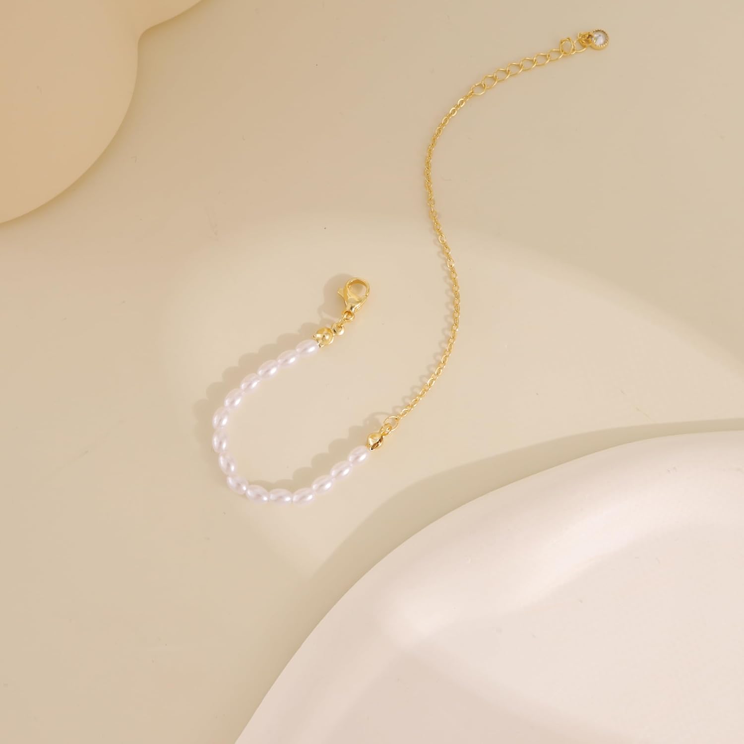 Pearl Bracelets for Women - Trendy, Dainty 14K Gold Plated Pearl Bracelet - Cute Gold Beaded Charm Bracelet Stack - Wedding & Bridesmaid Gifts - Image 7