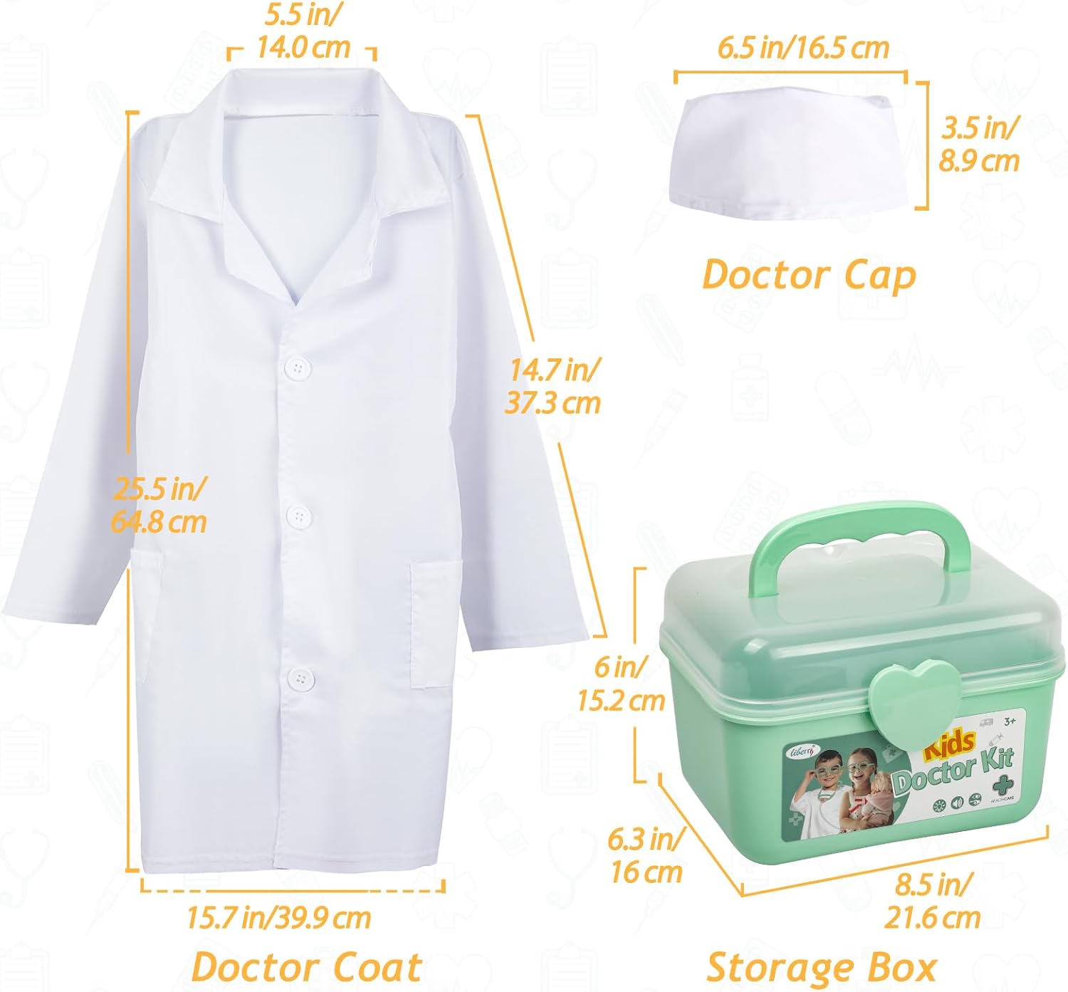 Liberry Doctor Kit for Toddlers 3 4 5 Years Old, 30-Piece Kid Doctor Toy with Stethoscope, Costume, Green Medical Pretend Play, Birthday Gift for Girls Boys - Image 5