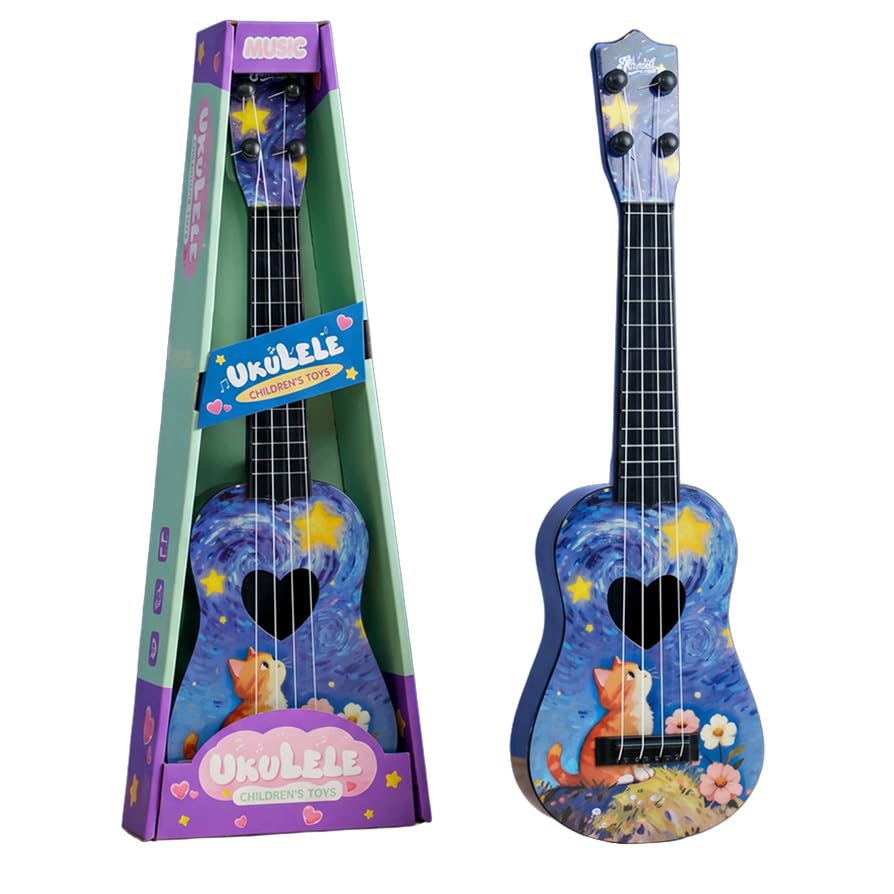 Kids Ukulele Toy, 42cm Toy Guitar with 4 Adjustable Strings, Kids Ukulele Musical Instrument, Mini Guitar Instrument for Toddlers Beginners Learning Educational Toys for Boys Girls Gifts (H)