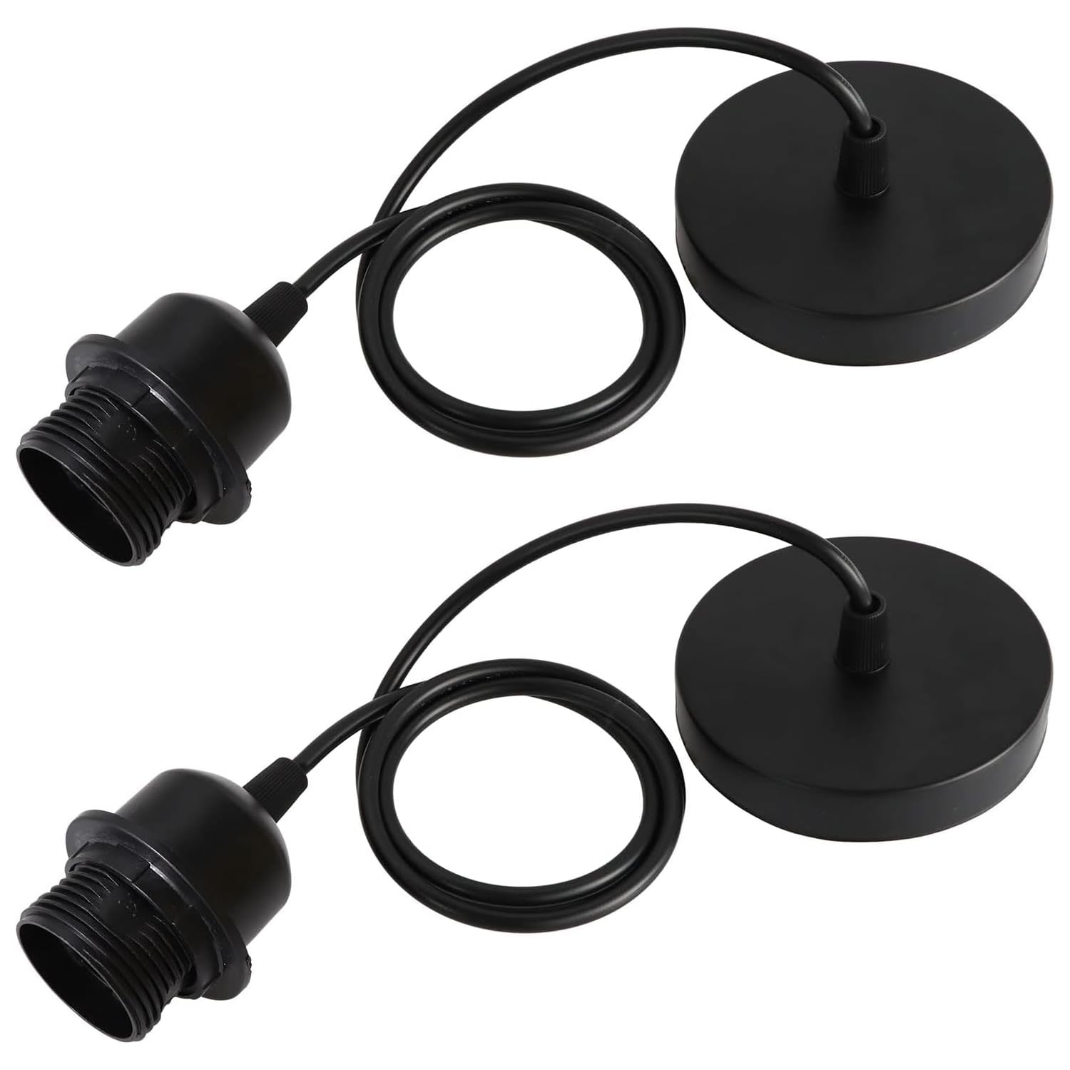 ZKFSIE 2 Black E27 Pendant Light Fittings