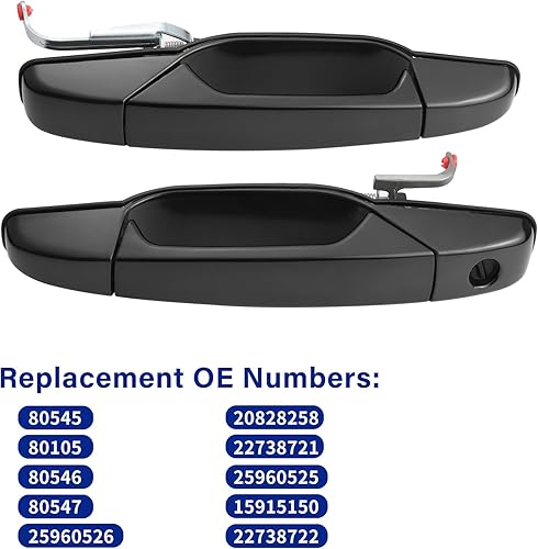 Miniatura 6 de Manija de puerta exterior negra para el lado del conductor y la parte trasera del conductor para Chevy Chevrolet Silverado Suburban Tahoe Avalanche,