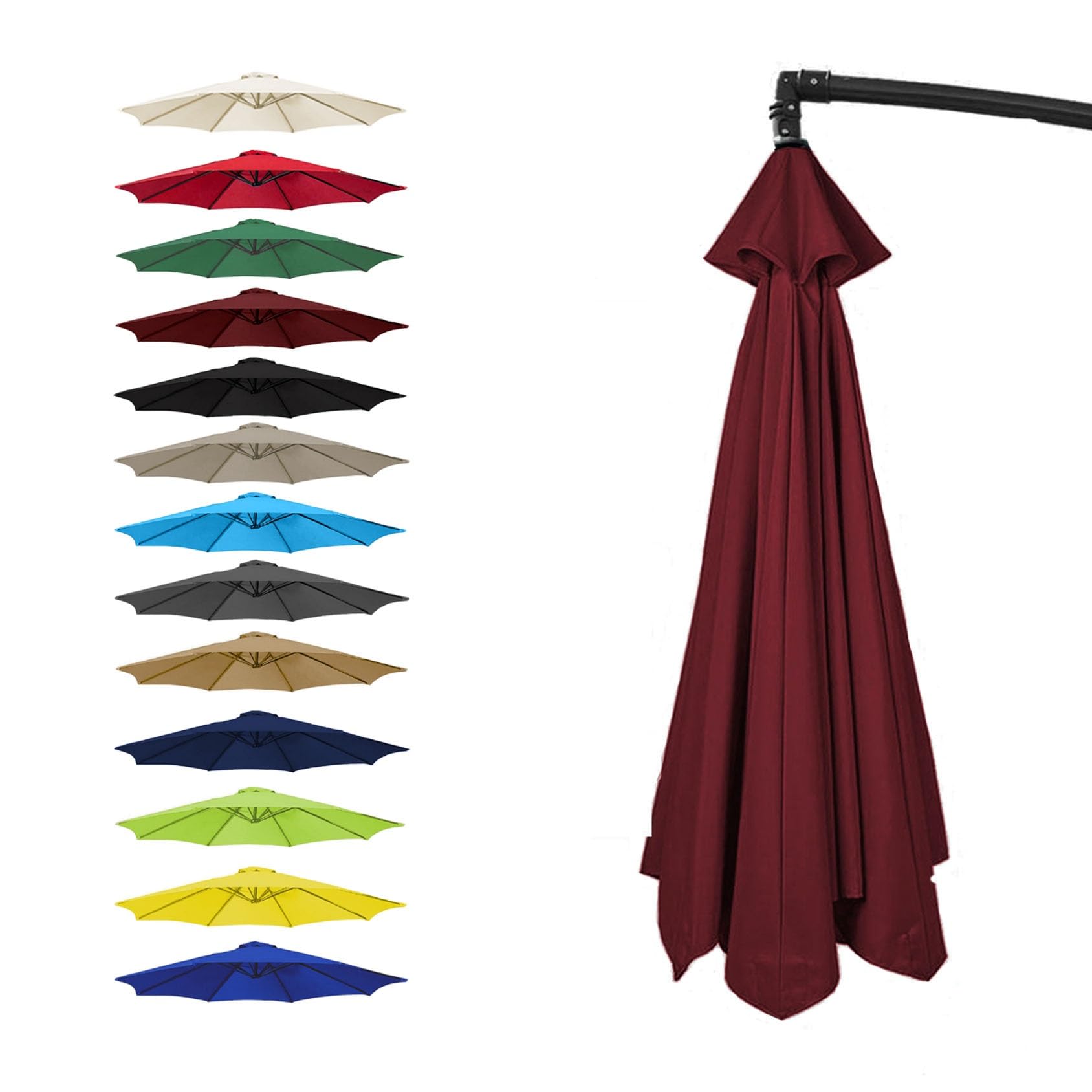 Gzdxbf Unisex Burgundy Garden Umbrella Replacement Cover, 6/8 Arm Replacement Parasol Fabric Cover, Replacement Parasol Canopy For 200Cm/270Cm/300Cm Umbrella(Color:,Size:6 Ribs: 2M/6.5Ft)