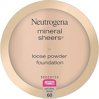 Neutrogena Mineral Sheers Light Coverage Loose Powder Foundation For All Skin Types, Natural Beige 60, .19 Oz., Pack Of 1