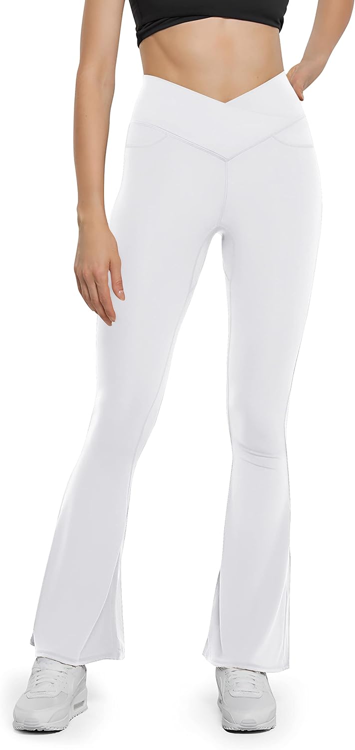HEGALY Women's Flare Yoga Pants - Crossover Flare Leggings Buttery Soft High Waisted Workout Casual Bootcut Pants