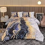 A Nice Night Marble Like Burning Mountain Printed Bedding Set,Retro Style Watercolor Artwork Design,Ultra Soft Comforter Set (Grey, King(88-by-102-inches))