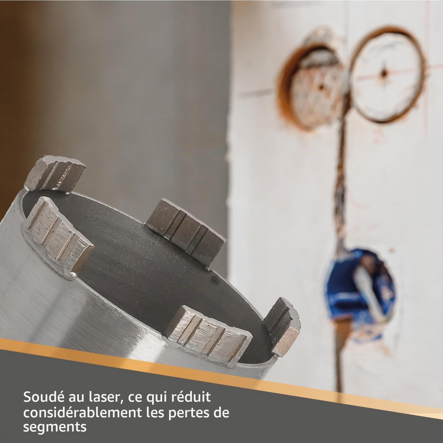 Couronne de forage diamantée fixation SDS-plus et foret de centrage Longueur utile 180 mm Ø 62 mm Couronne de forage pour béton Foret carottier