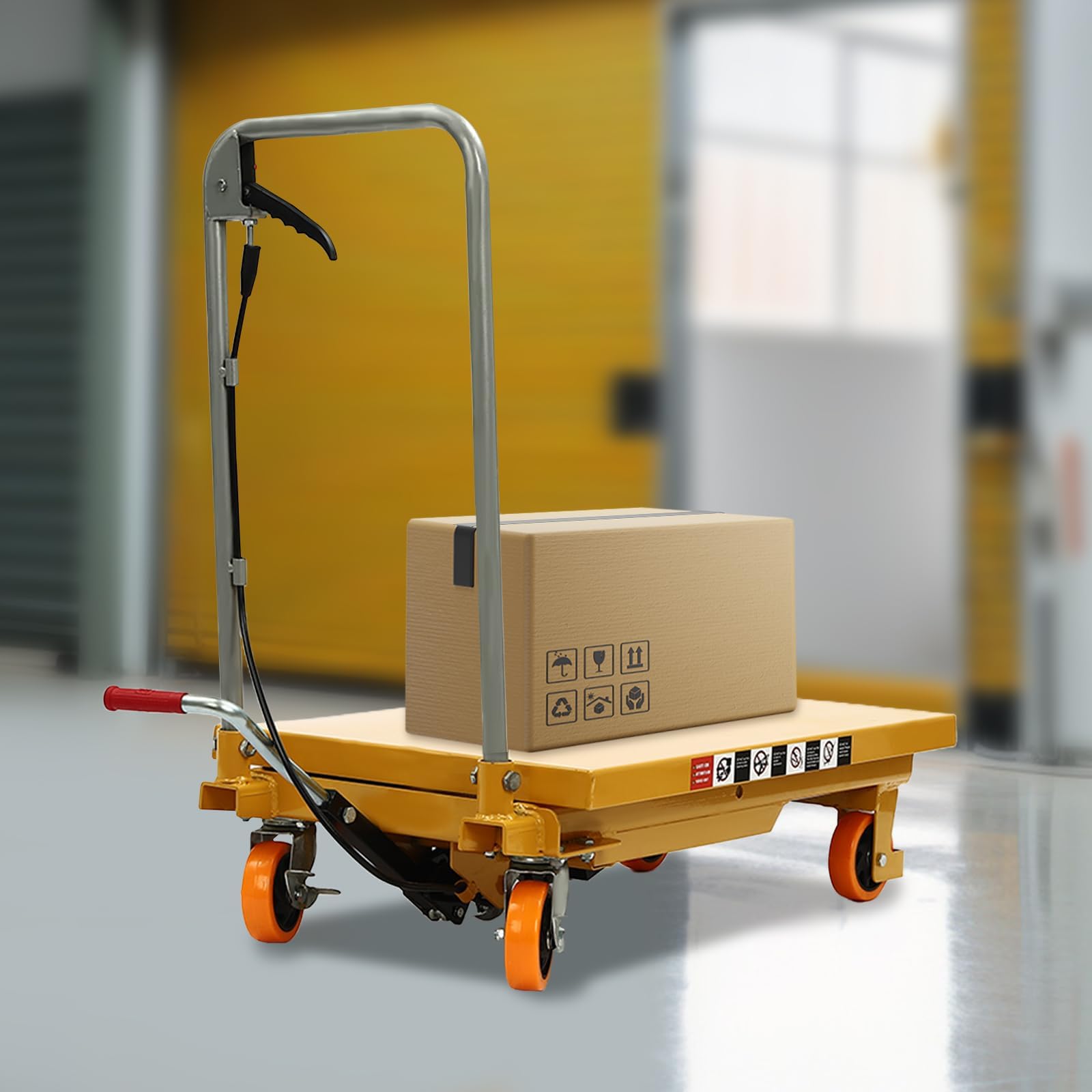 Manueller Scherenhebewagen, 350 kg Kapazität, 129,5 cm, Hubhöhe, 4 Räder, Materialhandhabung und Worhop-Transportwerkzeug