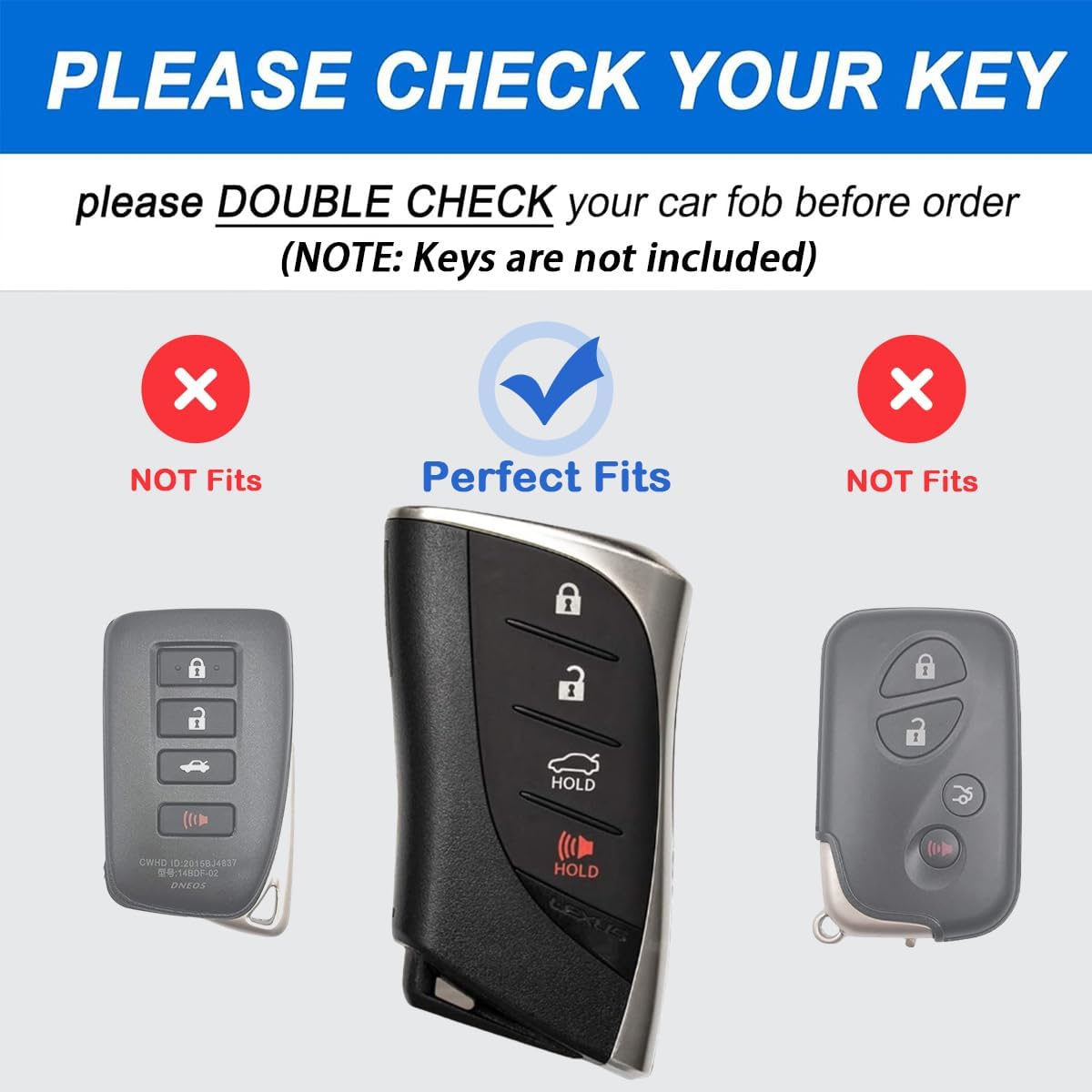 Key Fob Cover for Lexus with Key Chain, Upper Leather + Soft TPU Key Cover Case Shell for ES350 ES300h UX200 RX350 RX450h NX300h GX460 TX550 LX600 LS500 LC500h, 4 Buttons (Brown) - Image 2