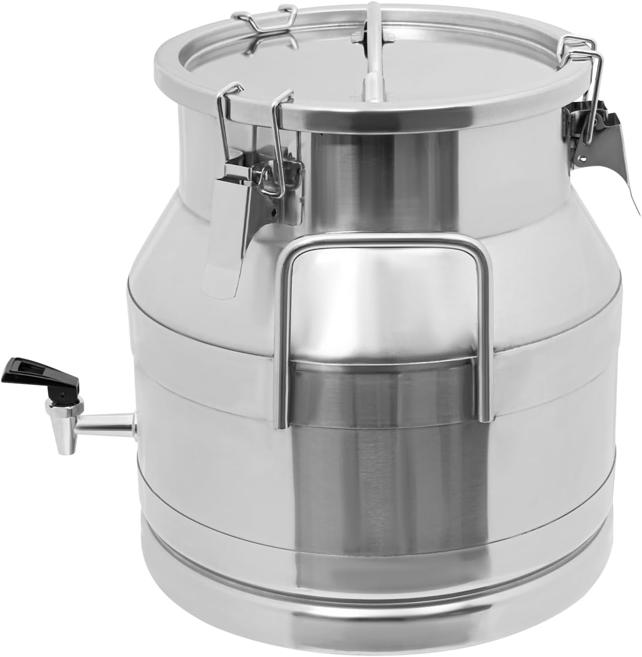 Milk Can, Heavy Duty Milk Can, 304 Stainless Steel Wine Pail Bucket Locking Sealed Lid Bucket - Airtight Food Storage Container for Home, Farm, Commercial Kitchen (20L with Faucet)