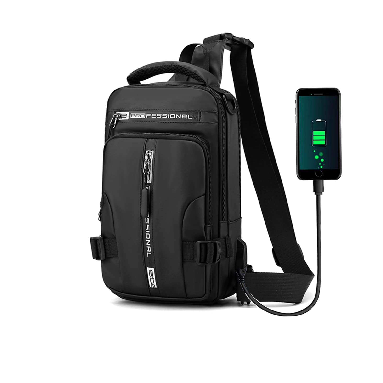 Gkaikpe Crossbody Sling Backpacks Sling Bag for Men Women Shoulder Backpack Chest Bags with USB Charger Port Oxford Cloth