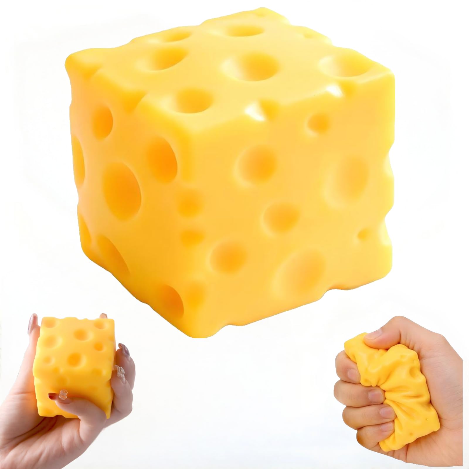 2PCS Cheese Squishy,Giant Cheese Squishy Toy,Squishy Cheese Sugar Cube Squeeze Sensory Toy,Lovely Unbreakable Cute Cheese Cute Mochi Toy,Anxiety Relief Fidget Toy Sensory Toys For Adults & Kids