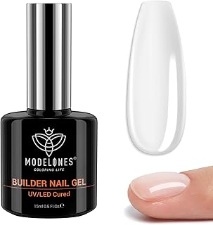 modelones Builder Nail Gel, 7-in-One Clear Builder for Nails, LED Lamp Cured Color Rubber Base Gel Polish Coat Strengthener Thickening Extension Rhinestone Glue in a Bottle for DIY Home Salon Gifts