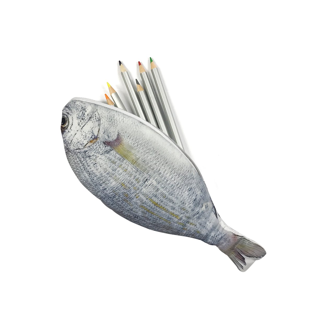 Wrapables Novelty Fish Style Pencil Case, White, 10.5 x 3.75 inches (Pack of 1) - Image 4
