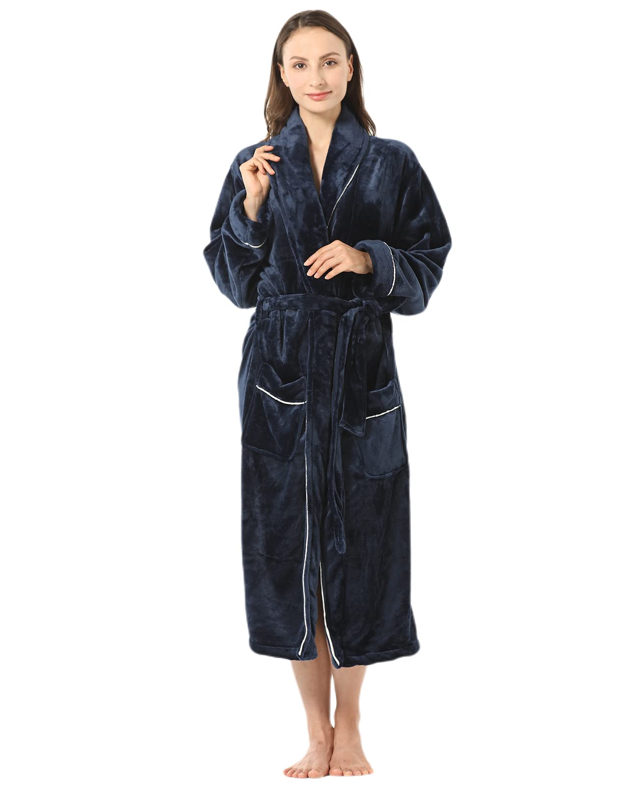 Peignoir D'hiver Femme En Polaire – Super Doux, Chaud – Taille XS à XXL – Avec Poches Et Ceinture