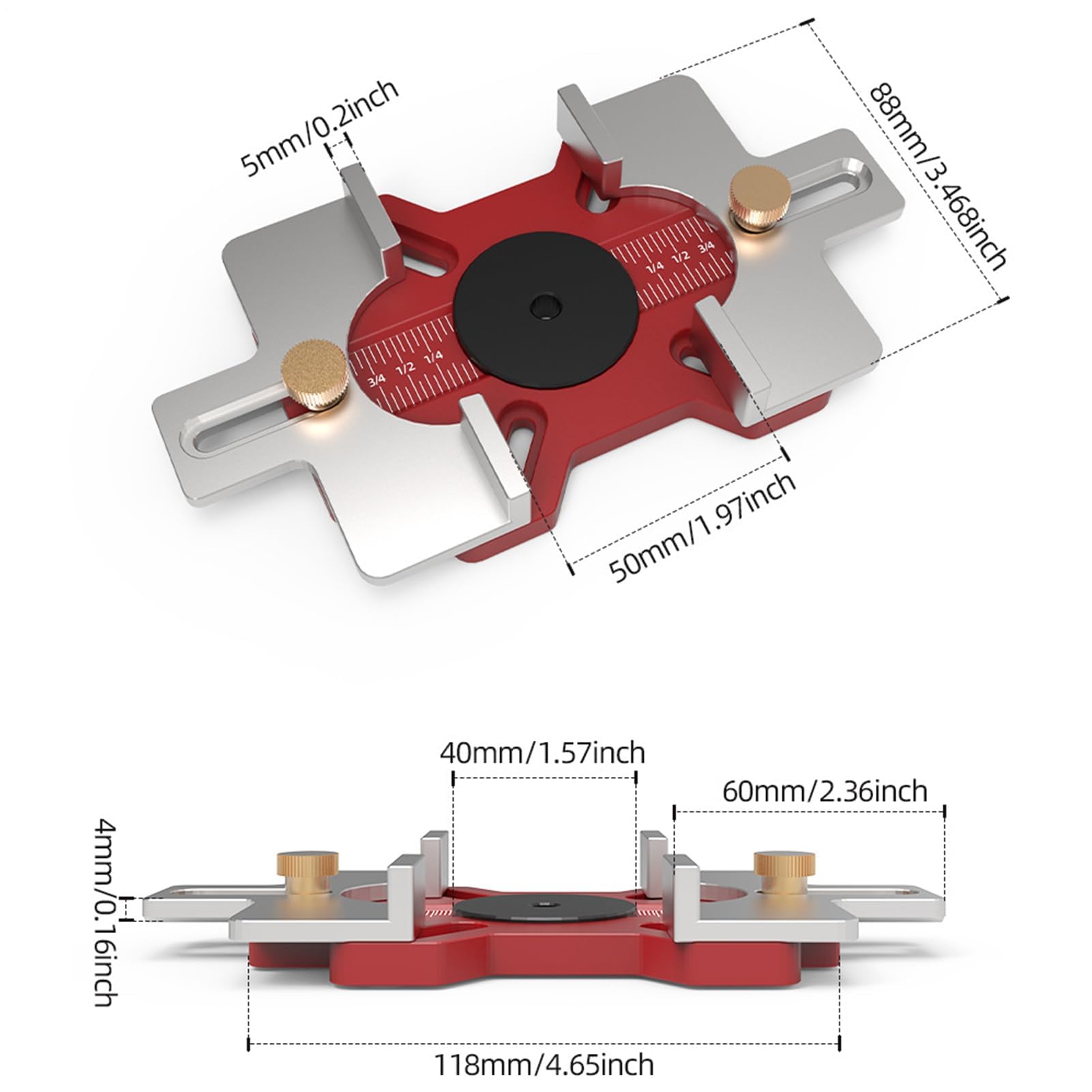 Modello guida regolabile per fresa da falegnameria 2-in-1 | Morsa Regolabile & Scala Precisa, Dima in Alluminio per Scanalature e Forature di Porte