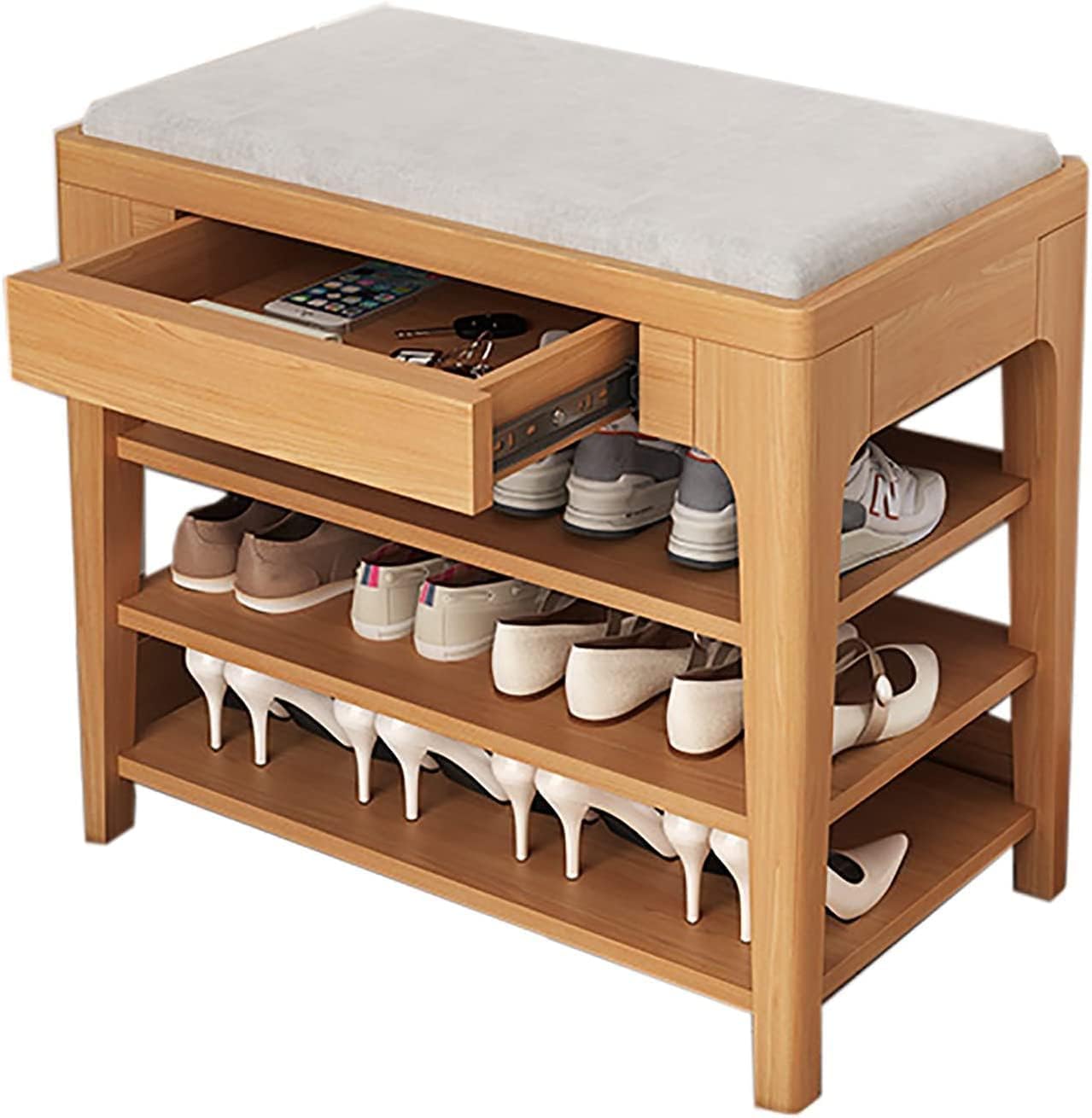 Étagères à chaussures en bois moderne avec tiroir d'entrée