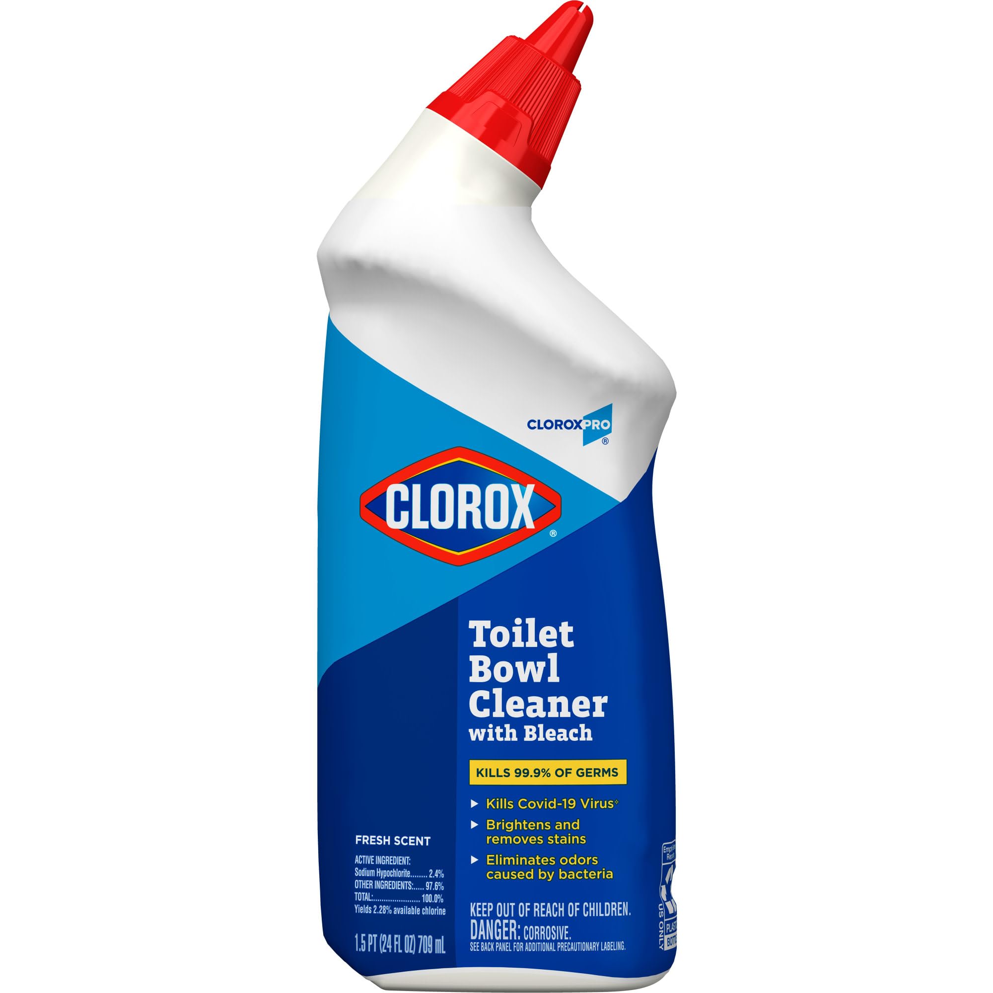 Commercial Solutions Manual Toilet Bowl Cleaner with Bleach by Clorox – 1 Count (Pack of 1), Vinyl, Clear
