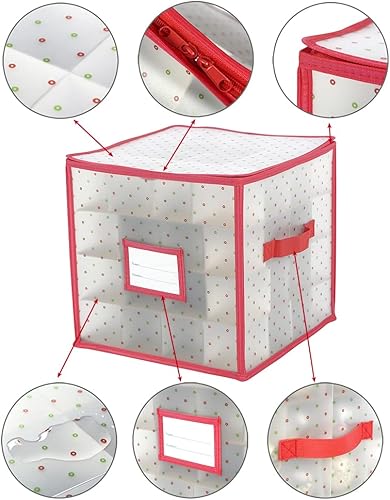 Miniatura 3 de Sattiyrch Caja de almacenamiento para adornos navideños de plástico con cierre con cremallera - Almacena hasta 64 adornos navideños estándar de 3
