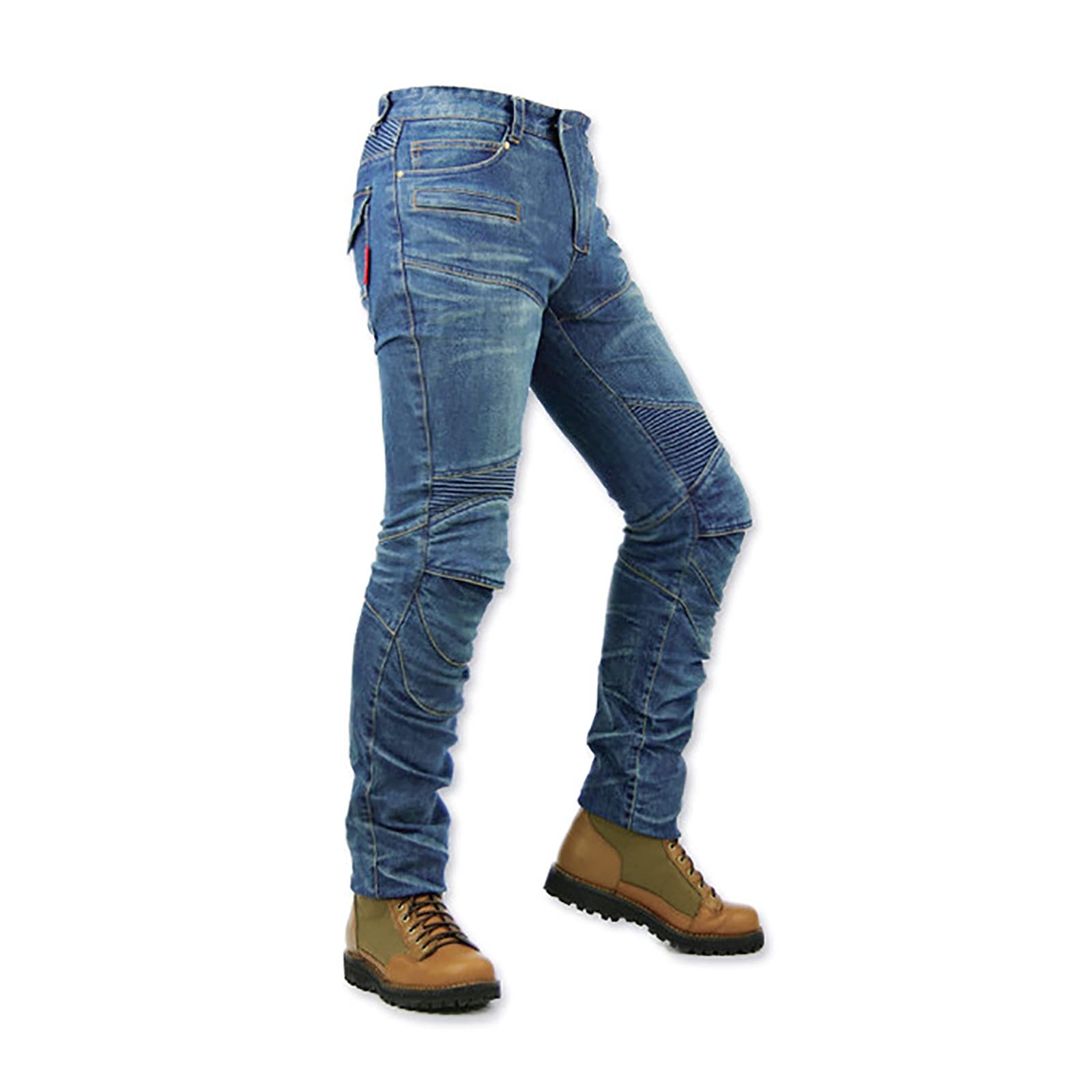 CLSQLXYJZC Jeans da Moto da Donna, con Armatura Rimovibile e Jeans Protettivi Multitasche, Sport all'Aria Aperta con Fodera di Protezione Pantaloni Anti-Goccia Elasticizzati per Donna