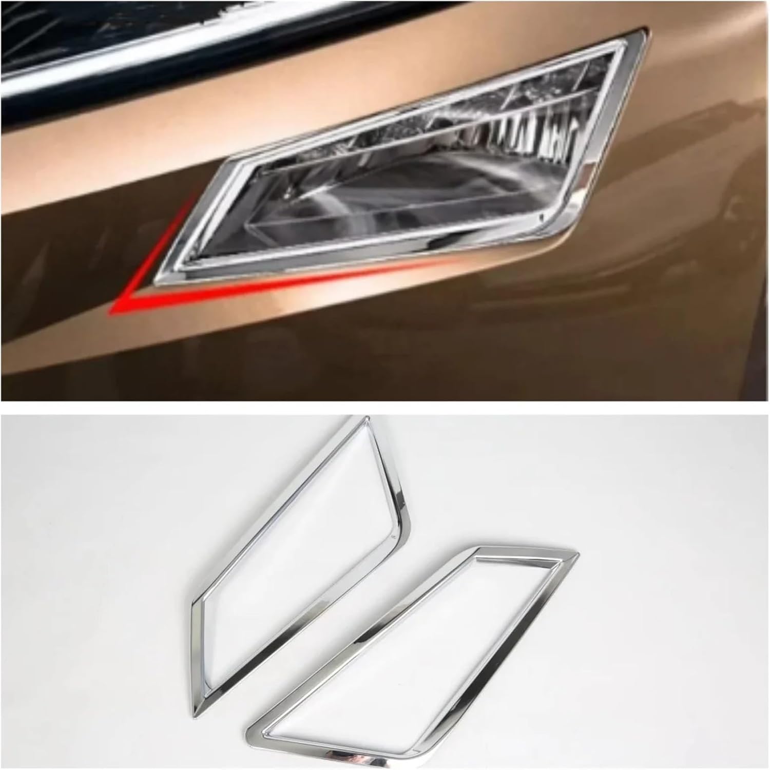 Compatible For Skoda Kodiaq 2017 2018 2019 2020 Chrome Front Rear Foglights Frame Fog Light Lamps Cover Trim Car Exterior Accessories(Model a)