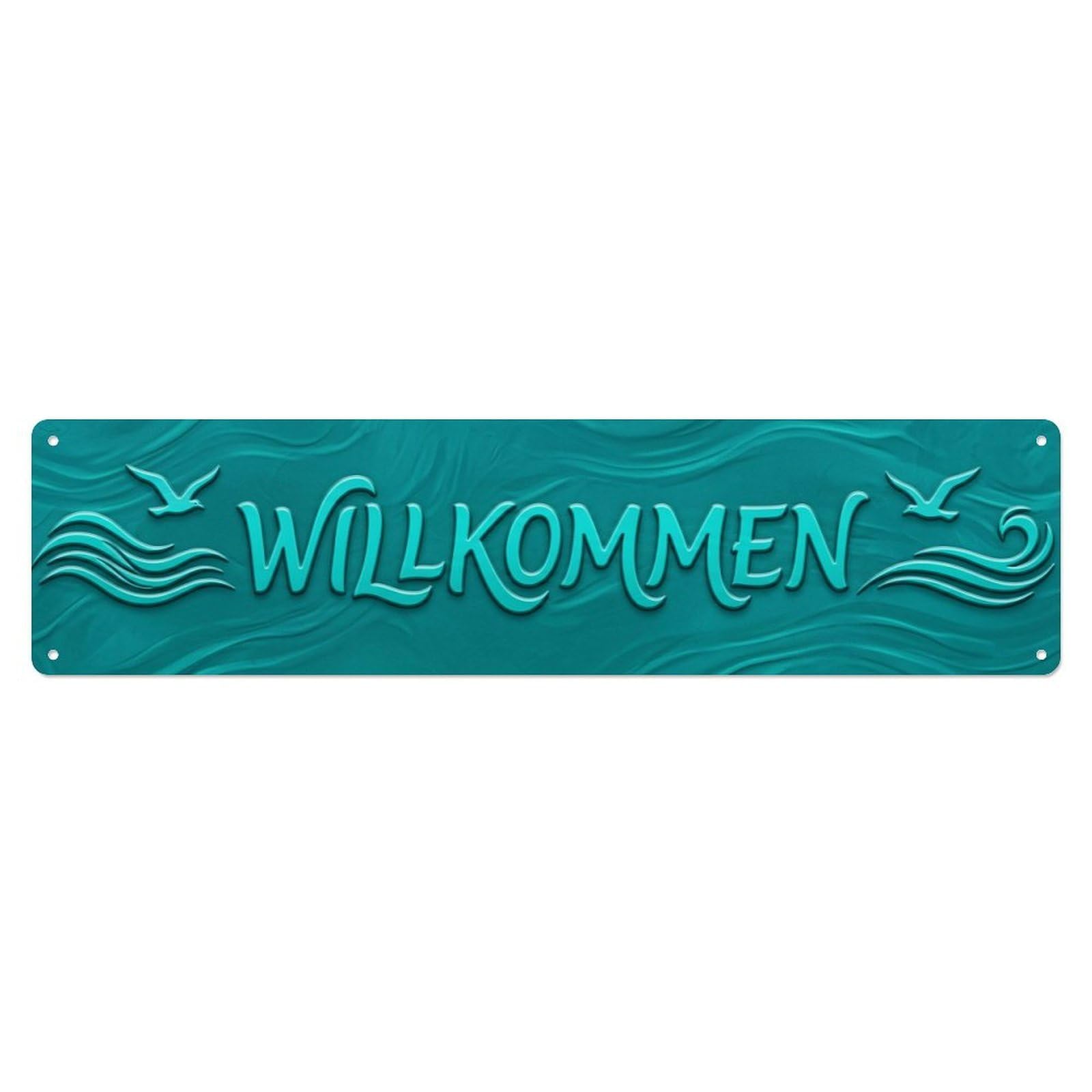 Teal Turquoise Ocean Breeze Welcome Metal Tin Sign
