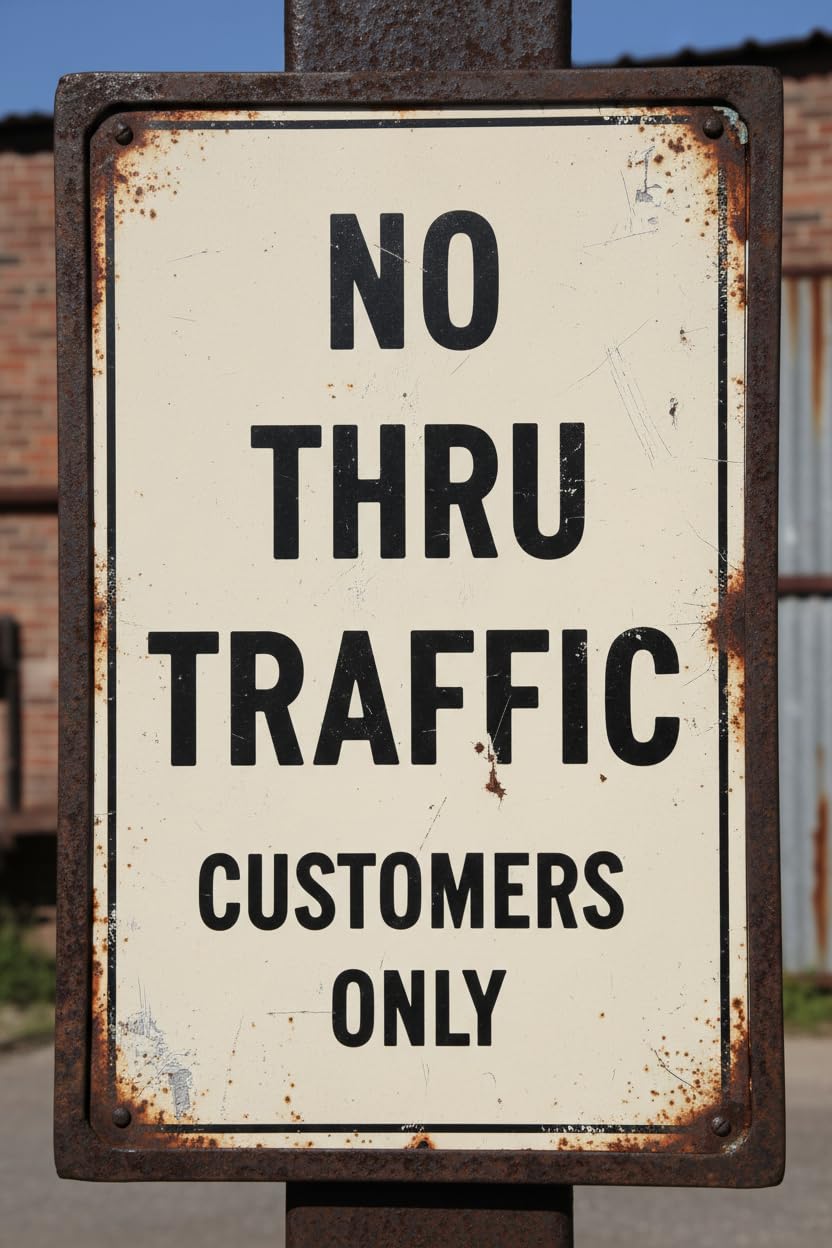 Wall Decor No Thru Traffic Customers Only Sign. 8x12Inch Metal. Vintage Signs Aluminum Plates Printed