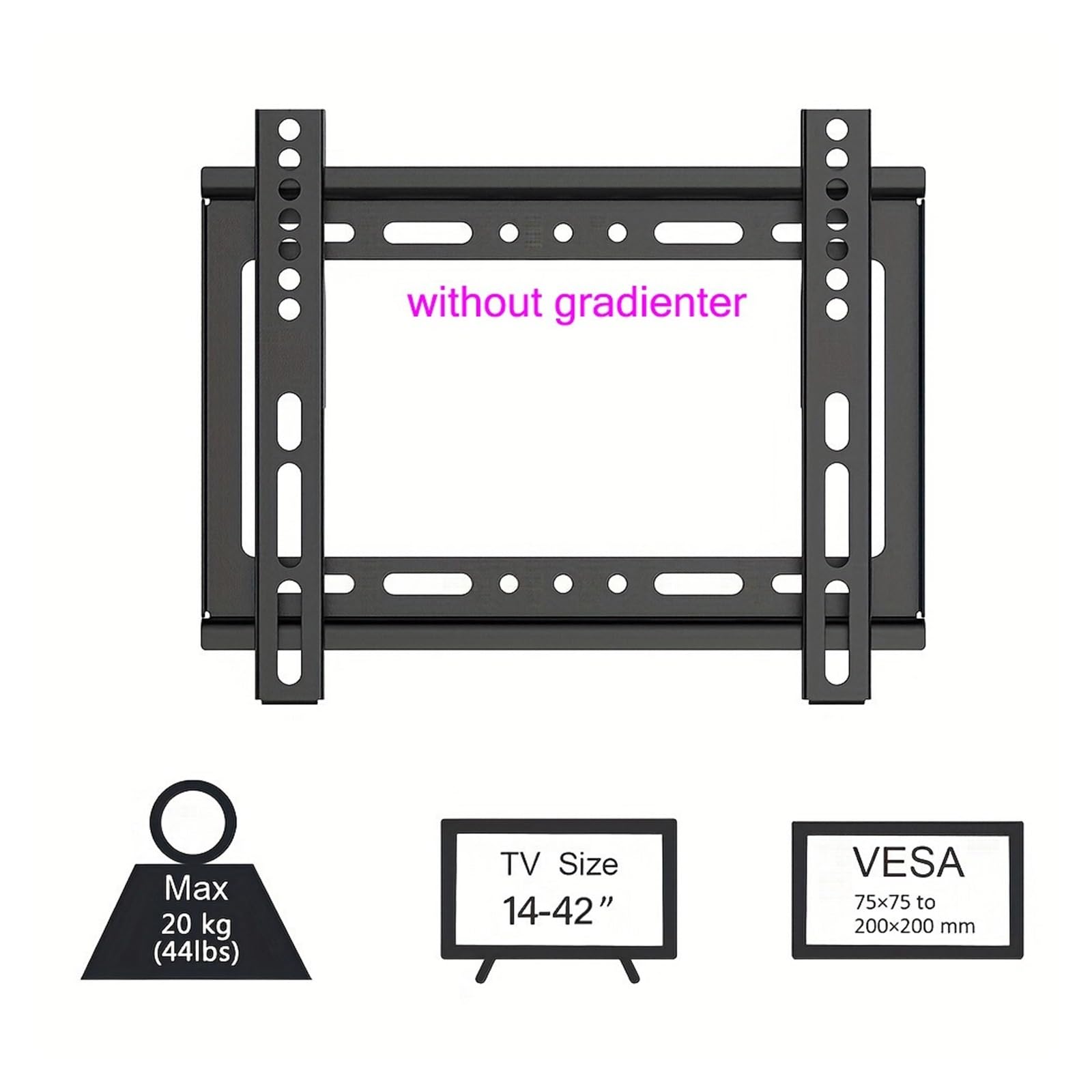 Staffa universale per TV a basso profilo per montaggio a parete fissa, compatibile con la maggior parte dei televisori piatti/curvi da 30"-80" con VESA max 600 x 500 mm fino a 70 kg (nero 14-42")