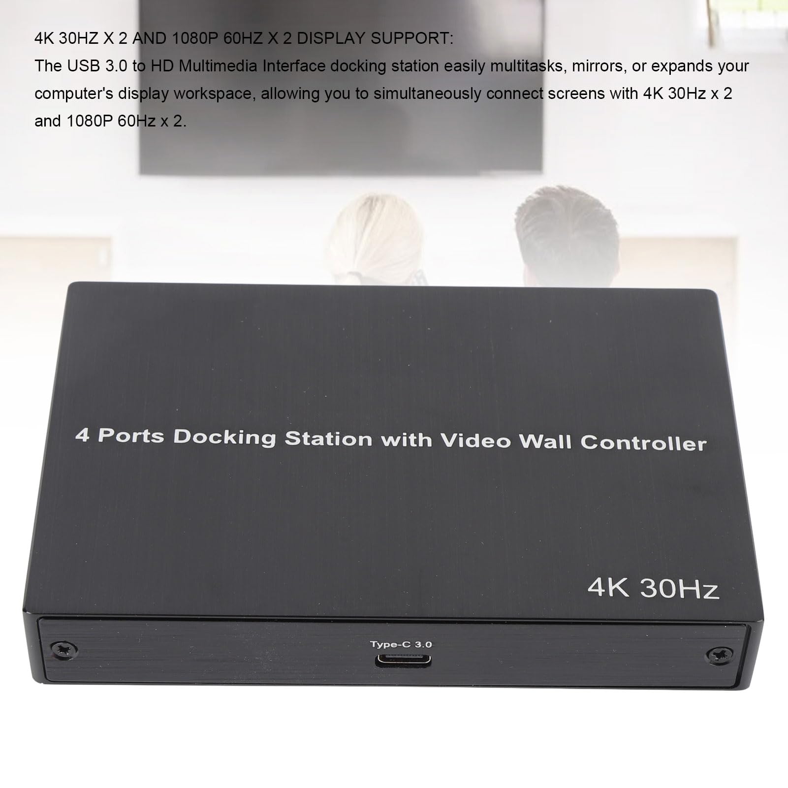 Vikye Adattatore da USB 3.0 a Quad HDMI, Convertitore Monitor da USB a 4 Porte HDMI, 4K30Hz X 2 1080p 60Hz X 2 per i Computer Laptos Schermate UHD Esterne (Spina Europea)