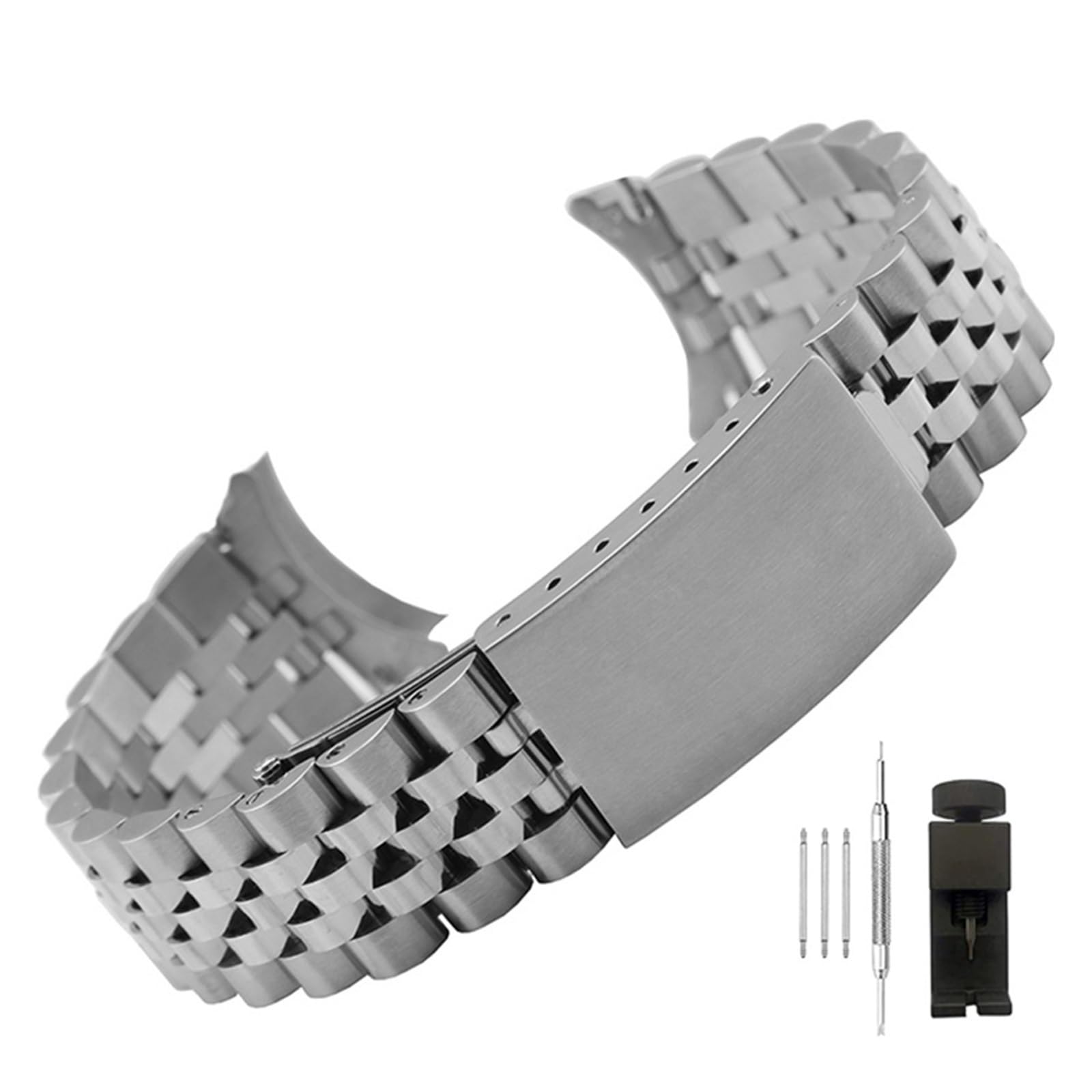 Correa de acero inoxidable elegante para Rolex Datejust con extremo curvo de 20mm 7