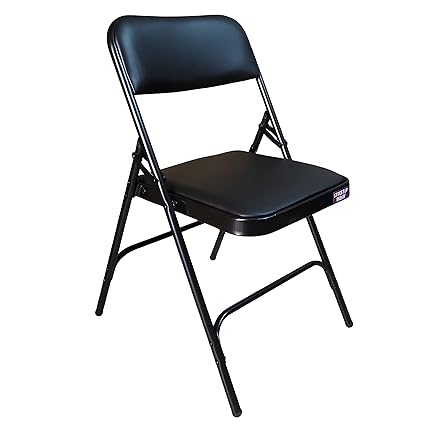 Streetup India Foldable Iron Chair with Leather Cushion Seat for Home & Kitchen/Sturdy/Balcony/Restaurant Chair Black