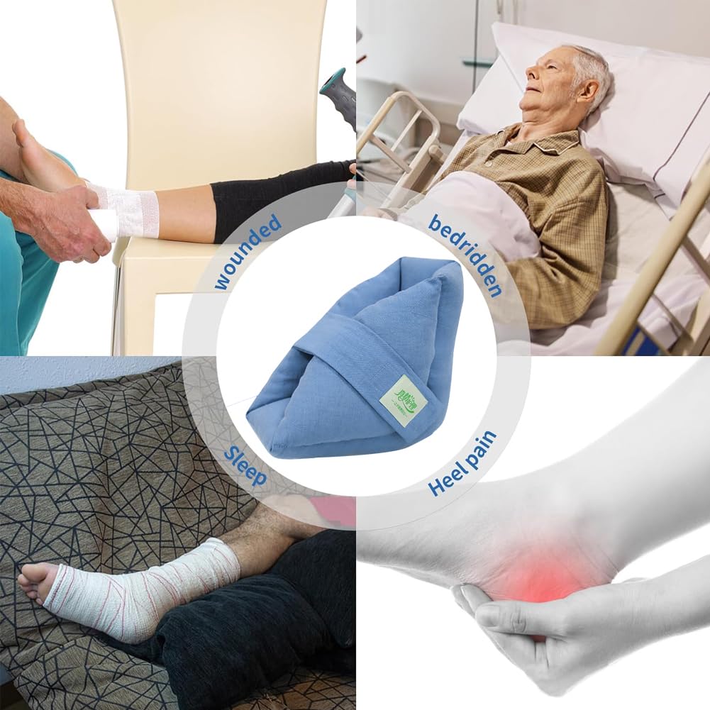 2 cojines protectores de talón, almohada de apoyo para pies sin carga, alivio del dolor de úlceras y úlceras, suministros de recuperación de cirugía para ancianos postrados en cama,