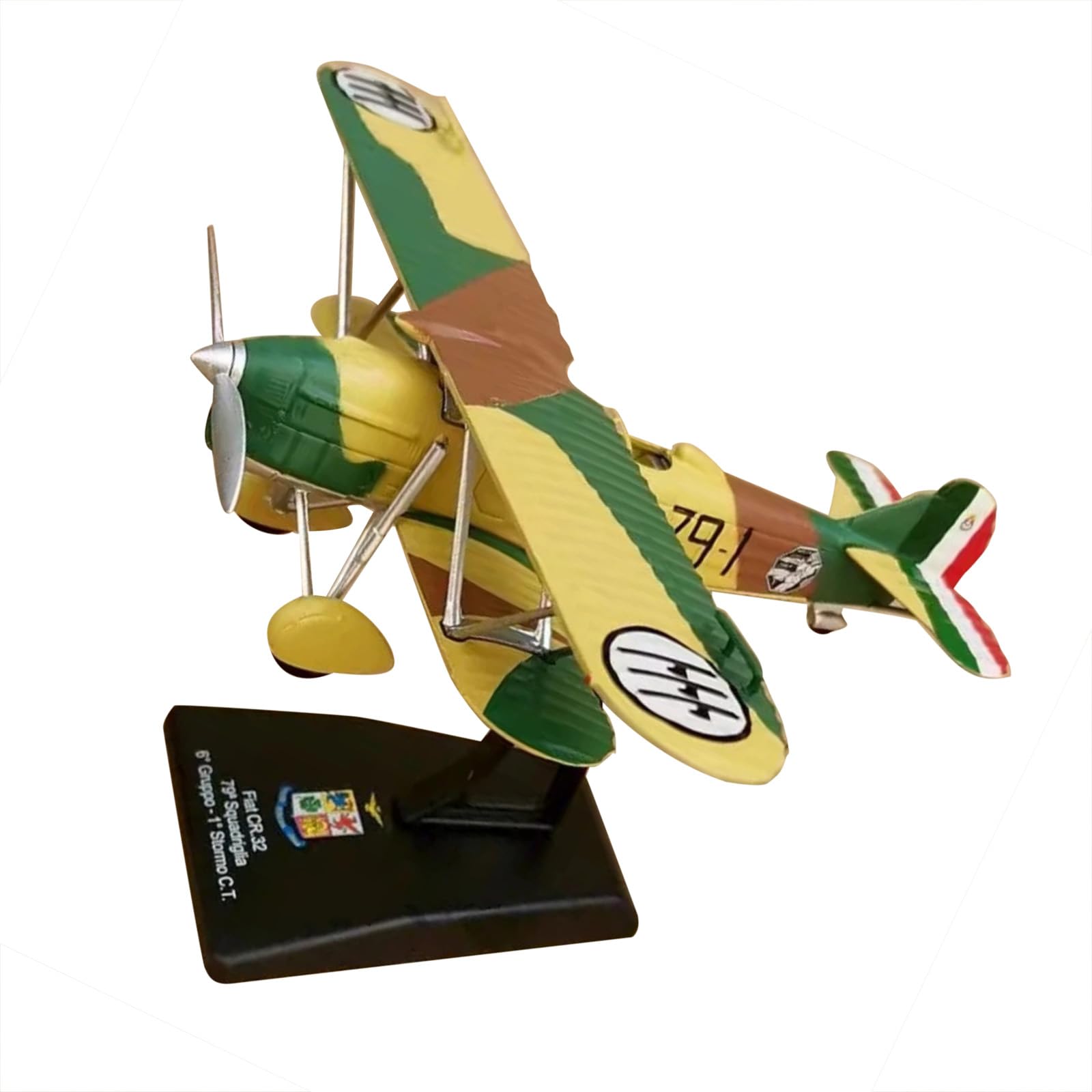 MOUDOAUER 1/72 Scale WWII Italian FIAT CR.32 Freccia Biplane Fighter Model Alloy Model Diecast Plane for Collection