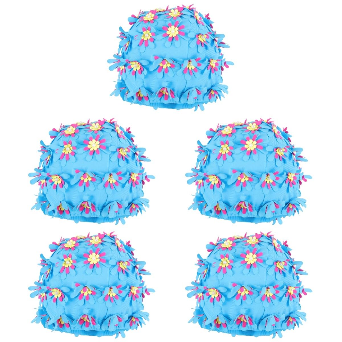 POPETPOP 5 Piezas Gorro de baño de Flores Hecho a Mano Gorro de baño de Pelo Largo Gorro de niño para niñas Gorra niña Gorros de natación de Flores para Mujer. Gorro de baño Grande portátil