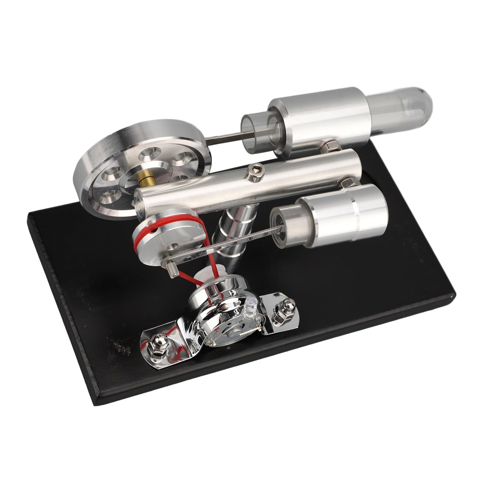 Kit Modello Motore Stirling Piastra Base in Pino con LED Colorati per Esperimenti Scientifici Educativi
