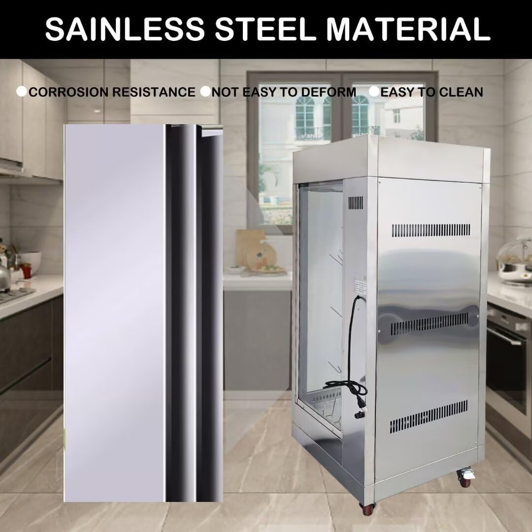 Vertical Low LPG Gas Rotisserie Oven Stainless Steel Rotary Chicken Roaster Machine with Adjustable Temperature 110V 7.5KW