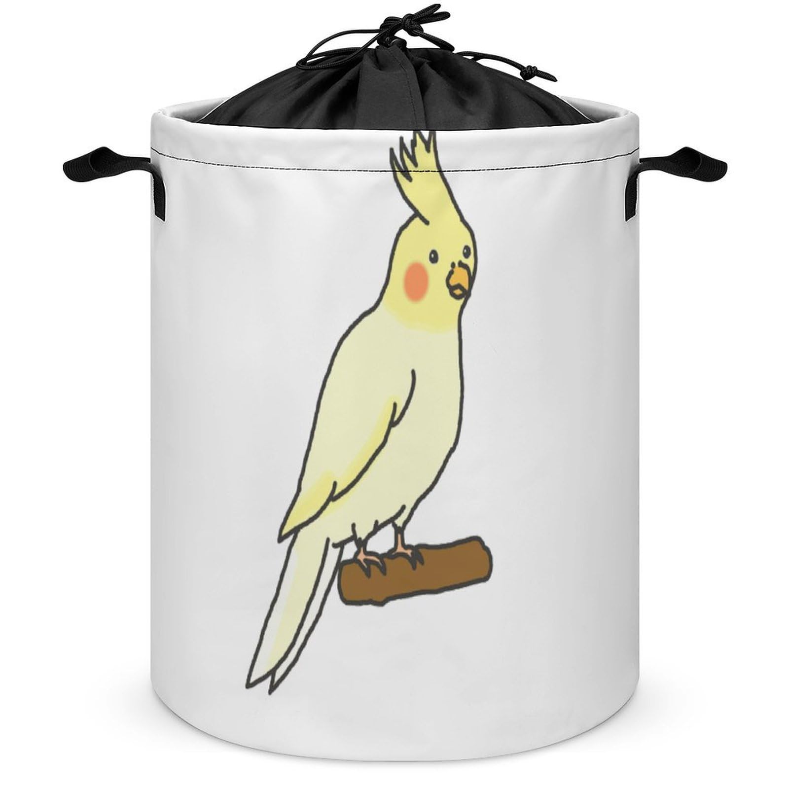 Wlntrophic Drawstring Laundry Hamper, Cute Cockatiel Laundry Basket, Washing Basket with Handle
