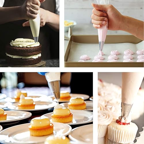 Miniatura 8 de Gexolenu 100 bolsas de pastelería desechables, bolsas de pastelería antiestallido mejoradas de 12 pulgadas para glaseado de pasteles y crema de