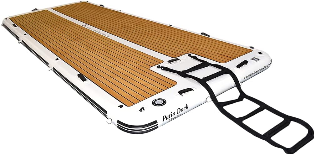 Island Hopper Patio Dock Series Floating Docks – Inflatable Dock for Boats and Lakefront – UV-Resistant PVC with Non-Slip EVA Foam – Lake Floats Easy Setup and Storage