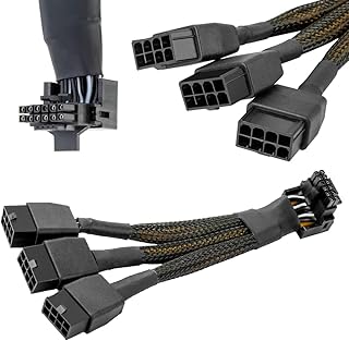 Xiatiaosann 16AWG PCIE 5.0 12VHPWR 600W 3×8 Pin to 16 Pin (12+4 Pin) 90 Degree Right Angle Supply Adapter Cable for RTX Gr…