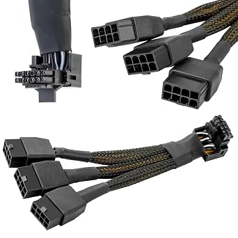 16 AWG PCIE 5.0 12VHPWR 600W 3x8 Pin to 16Pin 12+4Pin 90 Degree Right Angle Supply Adapter Cable for Graphics Card RTX 4090 4080 3090TI 4070Ti B Type
