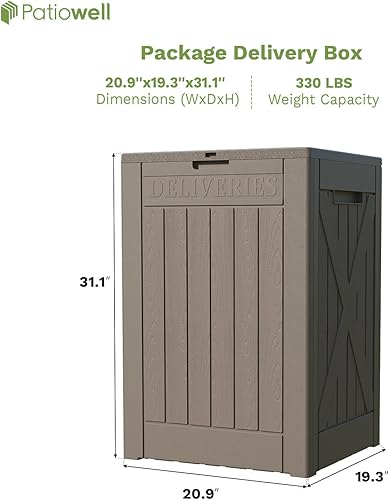 Vista 99 de Patiowell 30 Gallon Resin Deck Box, Outdoor Storage Box for Patio Furniture, Deliveries, Pool Supplies,Waterproof and Lockable, Grey