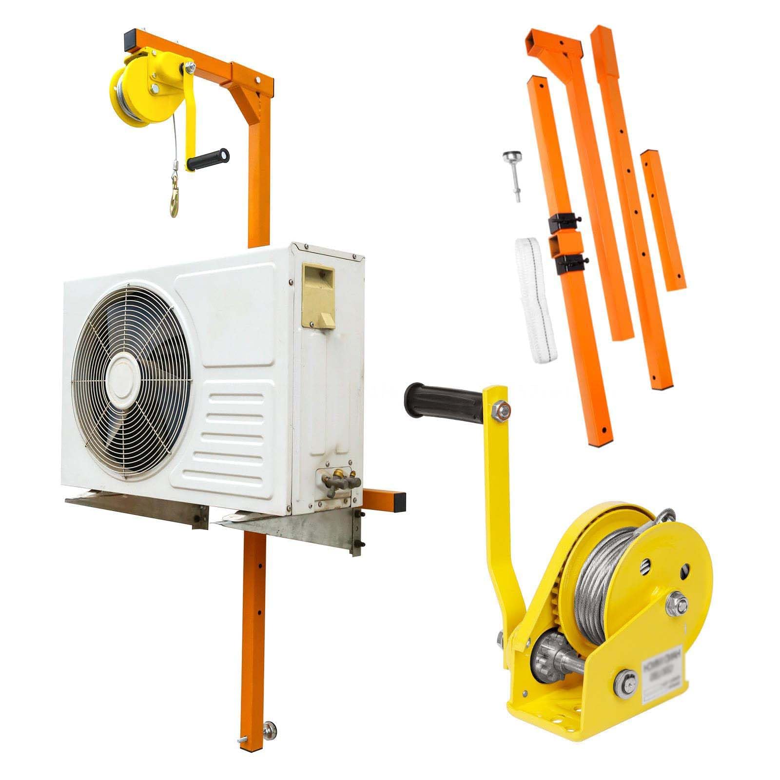 Herramienta de elevación para Aire Acondicionado Exterior, cabrestante Manual y Soporte de grúa Duradero, con 150 kg, instalación de Aire Acondicionado, 150 kg, 15 m